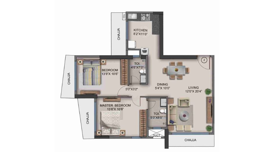 Naman-Habitat-Floor-Plan-Wing-A-2-BHK-782-sqft