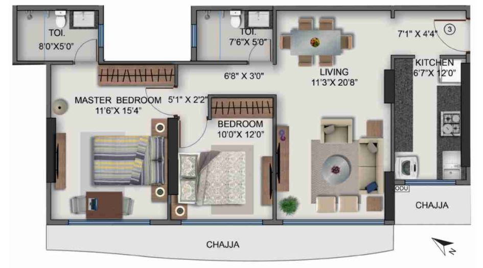 Naman-Habitat-Floor-Plan-Wing-C-2-BHK-774-sqft