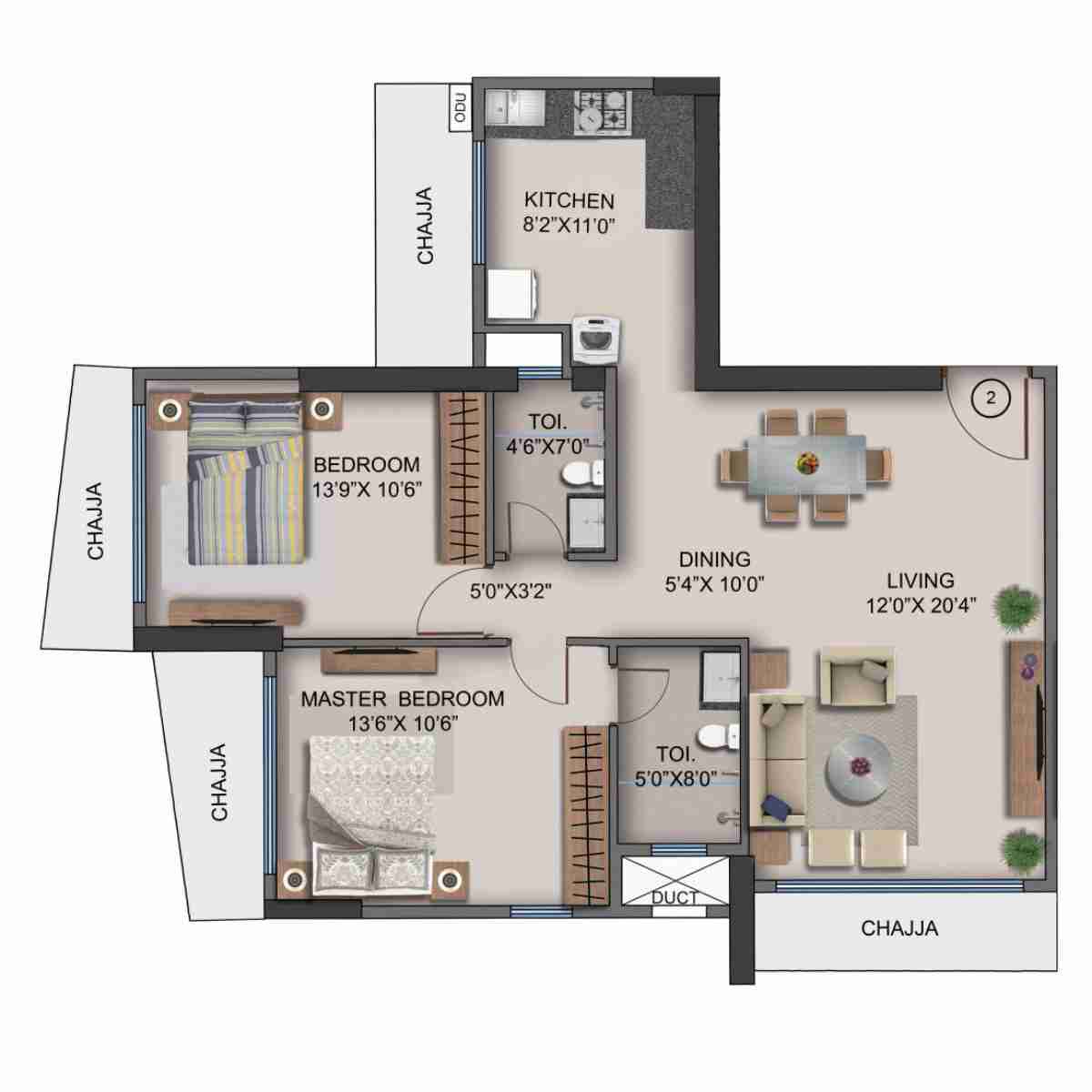 Naman-Habitat-Floor-Plan-Wing-A-2-BHK-782-sqft