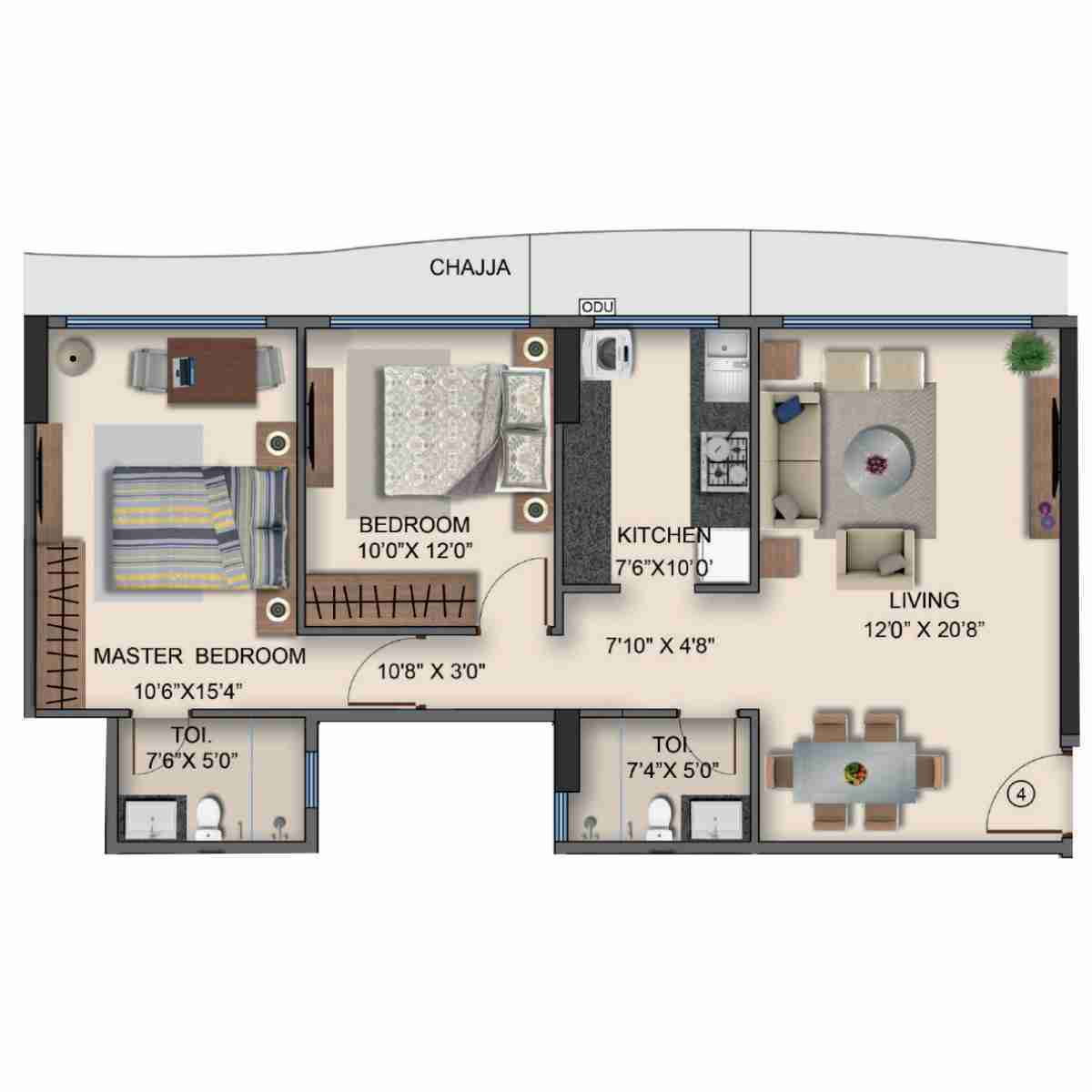 Naman-Habitat-Floor-Plan-Wing-B-2-BHK-777-sqft