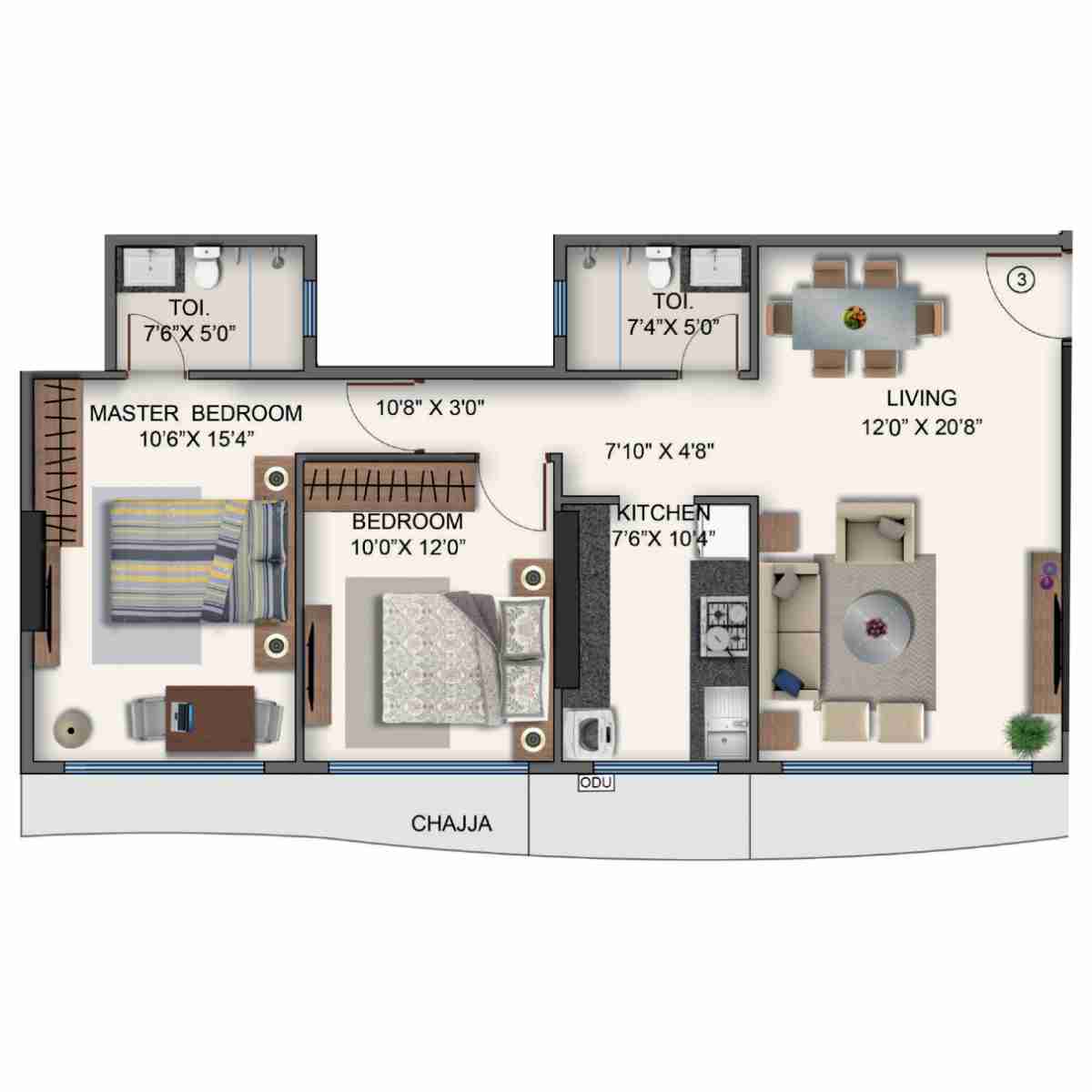 Naman-Habitat-Floor-Plan-Wing-B-2-BHK-778-sqft